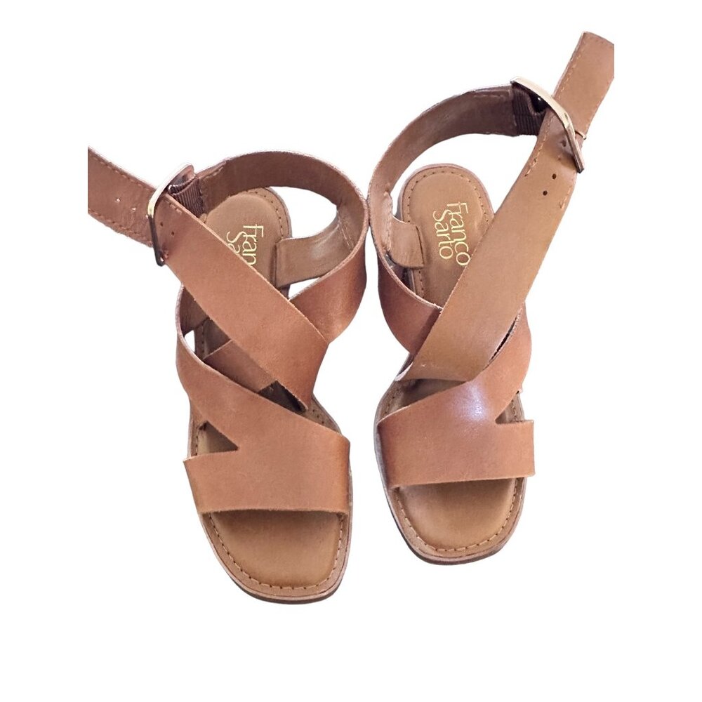 🍒 2/$20 🍒 Cognac Colored Heeled Strapped Sandal Franco Sarto sz 6.5